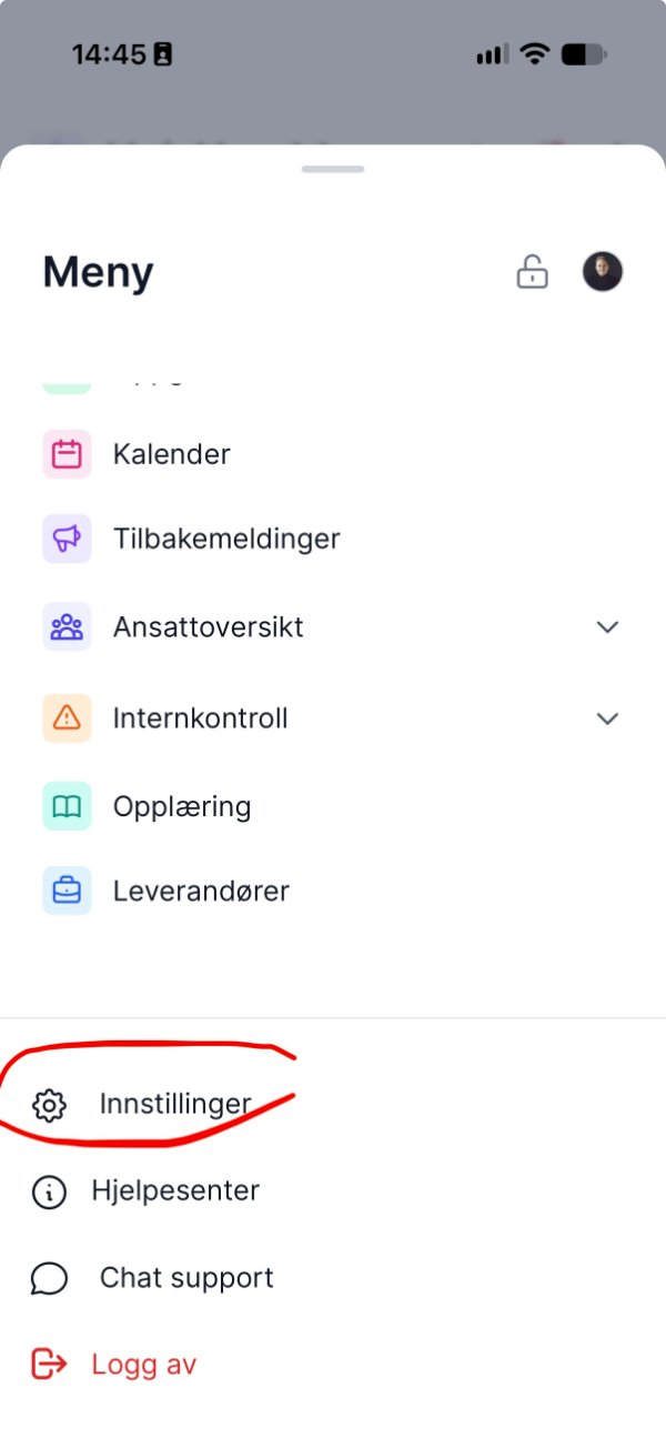 Skjermbilde: mobil innstillinger